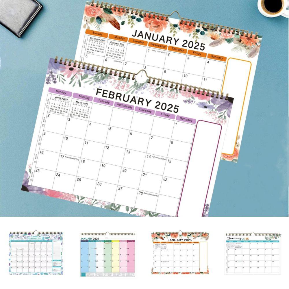 Настенный календарь 2025 года, 18 ежемесячных подвесных календарей, портативный настенный планировщик для домашнего офиса