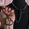 Heart O-Ring Slip Chain For Women Punk Rock Necklace Stainless Steel Cuban Long Necklace Trendy Simple Adjustable Y-Necklace