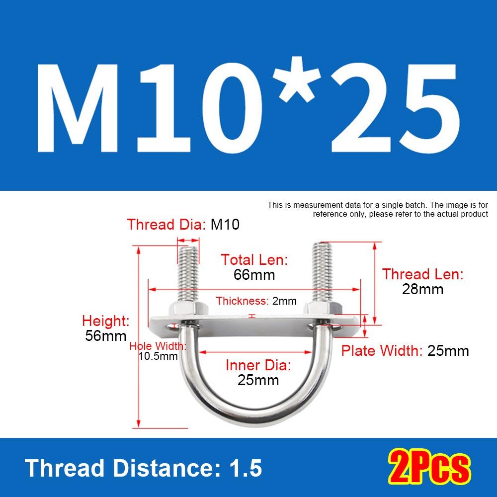1Set Screws Pipe U-clamp With Baffle Round Bolt New M10 Round Tube Clamp for Round Tube