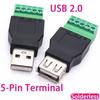 1Pcs USB 2.0 Type Male Female Turn 5Pin Terminal USB Turn Terminal Avoid Welding Plugs USB Plug Male Head Female Head Connector