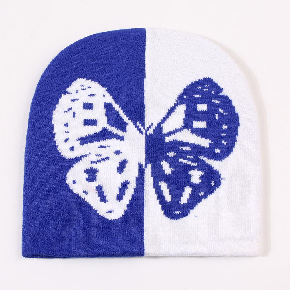 New Butterfly Pattern Knitted Wool Hat Fashionable Warm Casual Street Style Hat Unisex