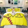 Homewish Softball Baseball Duvet Cover Set, Sports Initial Comforter Cover Set, Personalized Monogrammed Bed Set