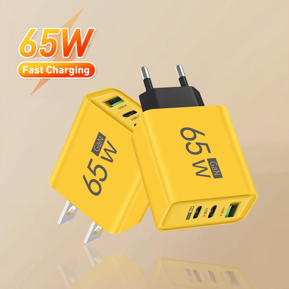 Total 65W GaN USB C Charger Fast Charging Type C Mobile Phone Adapter For iPhone Quick Charge 3.0 EU/US Plug Wall Charger
