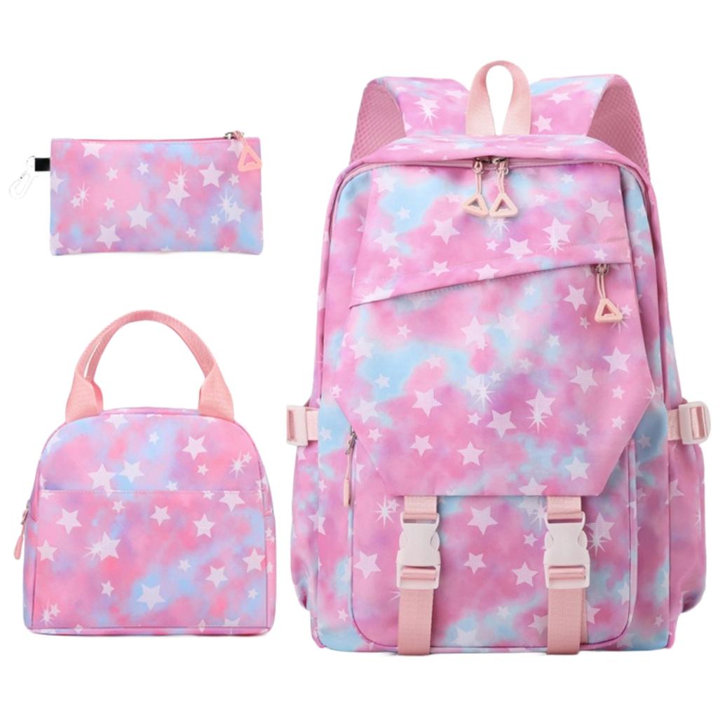 Large Capacity Laptop Backpack Set with Star Pattern, 3-Piece Casual Daypack for Travel, Work and School