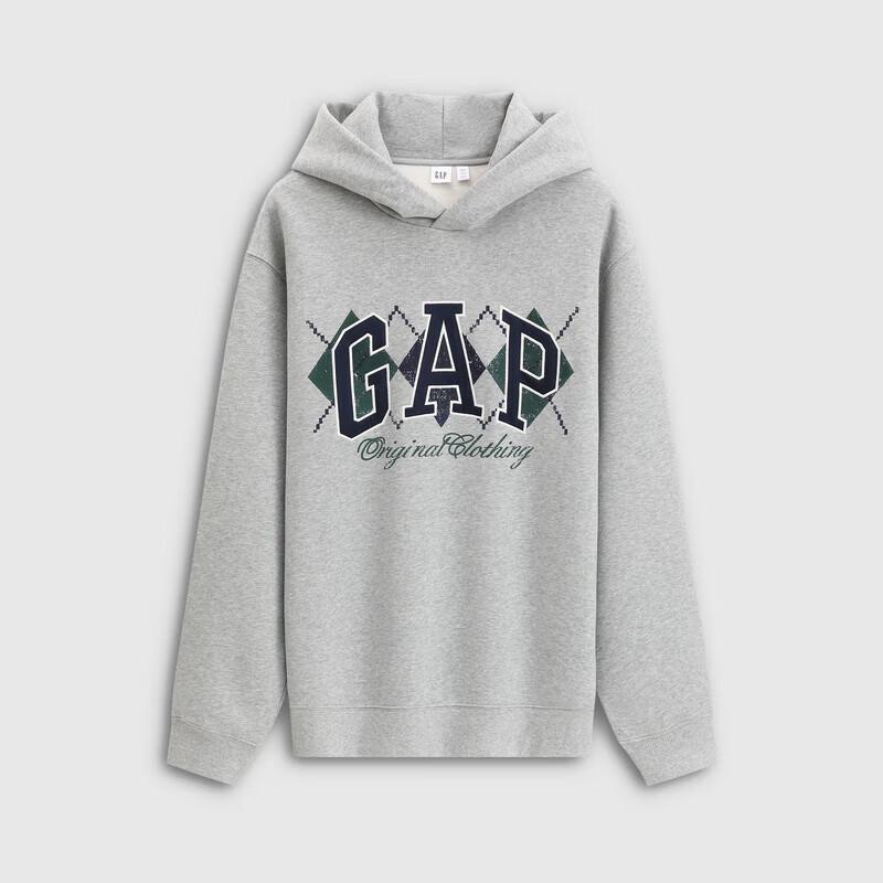 Gap Унисекс Толстовка с капюшоном свободного кроя с логотипом, тяжелый флис