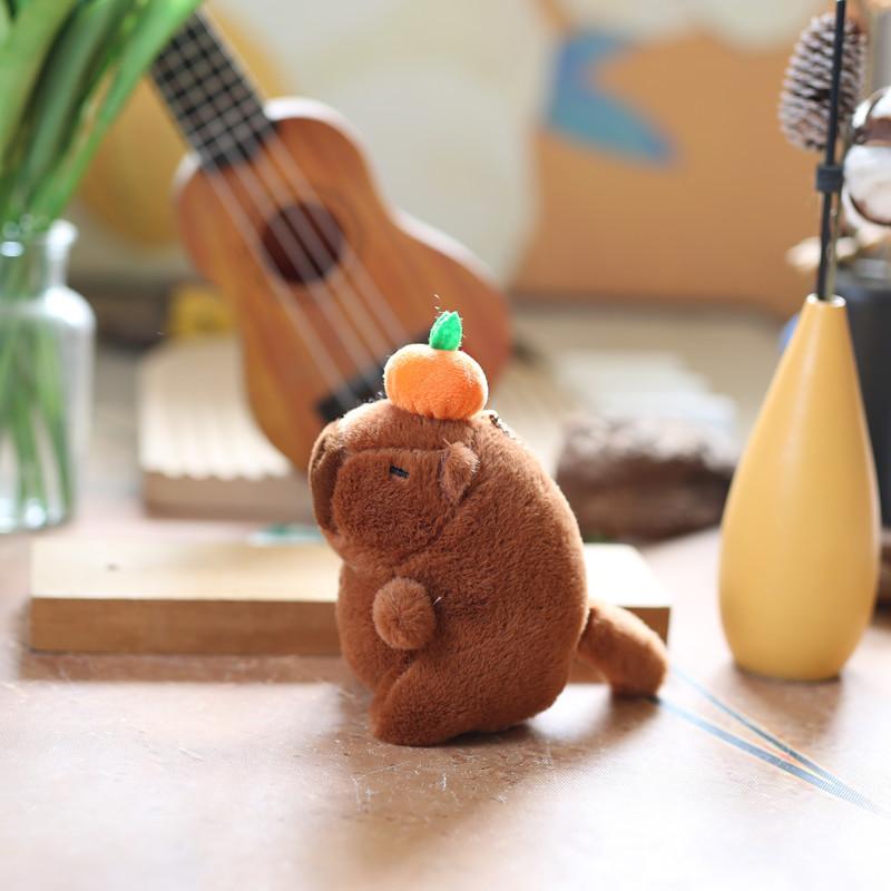 Stuffed Capybara Plush Toy With Wiggling Tail For Kids Gift And Bag Decor