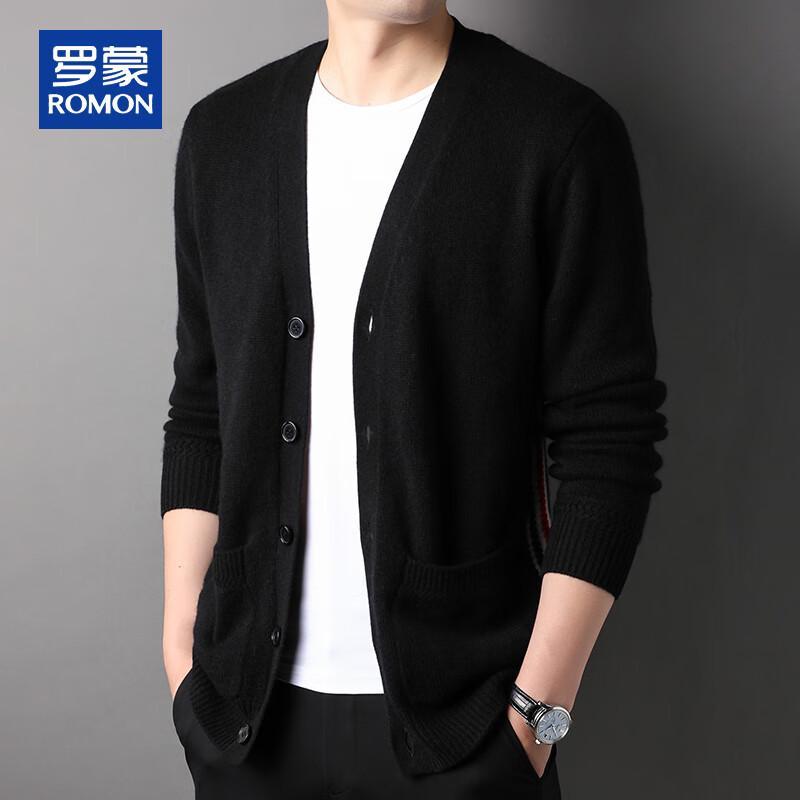 ROMON Мужской кардиган с V-образным вырезом из 100% чистого кашемира