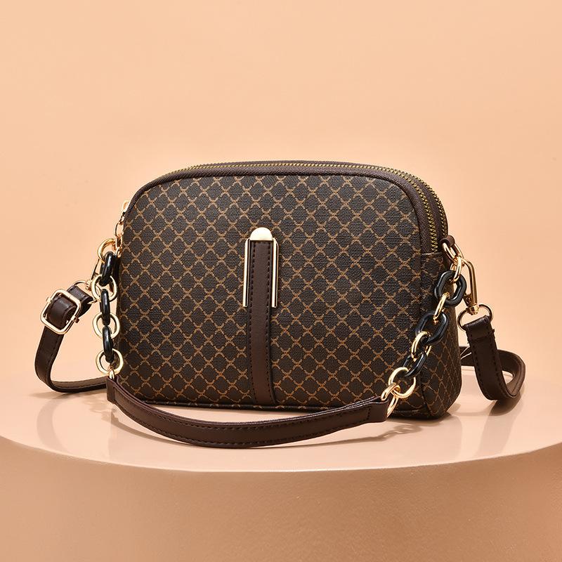 Популярная маленькая сумка, новая женская сумка через плечо с принтом, мягкая кожаная двухслойная сумка через плечо большой емкости