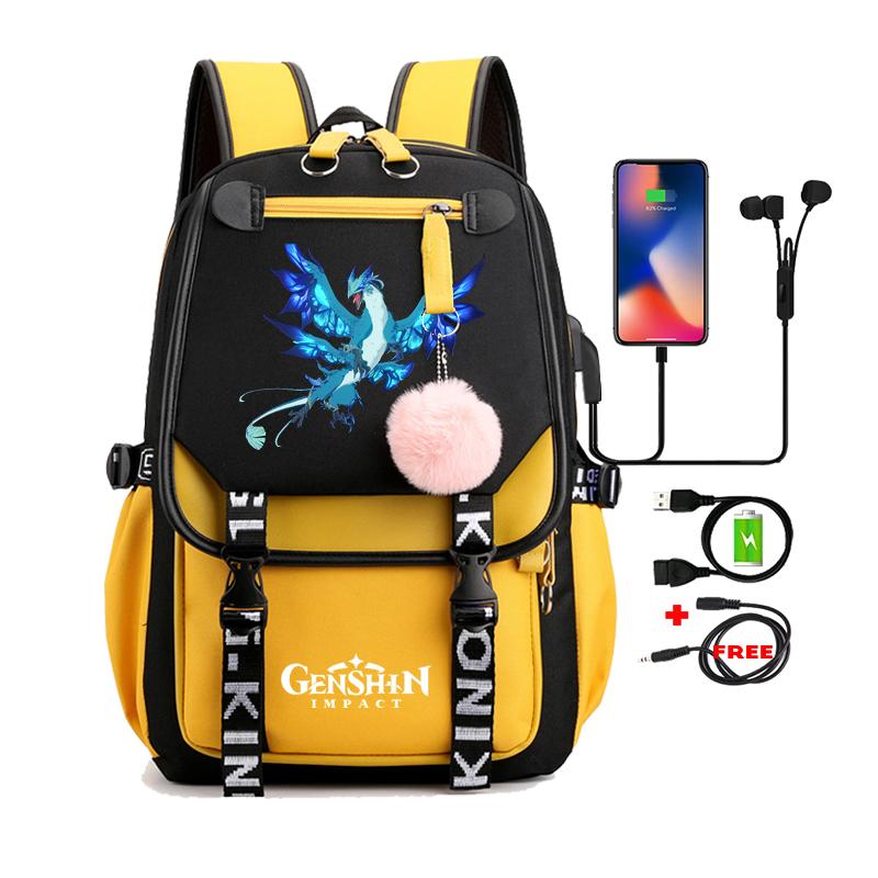 Anime Game Printed Bag Canvas Backpack Large Capacity Bookbag for Boy Girl Kids Gifts Usb Charging Travel Backpack Student School Bag