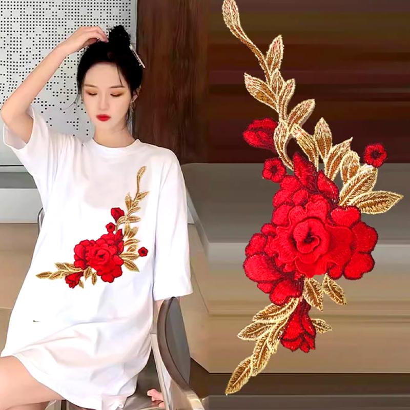 2 шт. 3D пион шитье своими руками кружевные нашивки модное платье вышитая ткань наклейка цветок аппликация чеонгсам нашивка