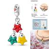 Copper Snowman Beads Wreath Christmas Bell Charm Fit 3Mm Women Bracelet Diy Accessories Christmas Gift Fine Jewelry