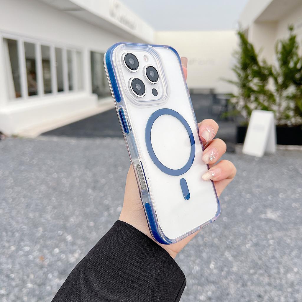 For iPhone 16 Pro Max Case Compatible with MagSafe Clear TPU Acrylic Phone Back Cover