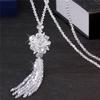 Korean Crystal Beads Long Necklace for Women's Autumn Winter Fashion Chain Tassel Pendant Necklace Jewelry