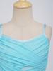 Girls Ballet Mesh Dance Dress Spaghetti Straps Cutout Back Cross Ruched Front Built In Briefs