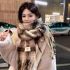High End Plaid Scarf for Women In Winter New Style Mohair Plaid Shawl Versatile Thickened Warm Scarf Korean