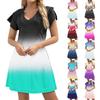 Women's Casual V-Neck A-Line Dress With Short Ruffled Edge Cuff Pocket Dress Cuff Pocket Dress