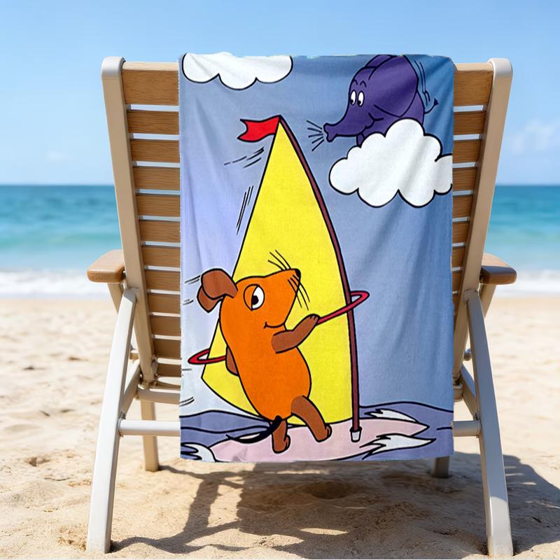 Ultra-Soft Beach Towel with Die Maus Theme,Ideal for Pool - Camping, Diving - Perfect Travel Essential, Vibrant Beach Towel.