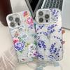 For Apple 16E Flower Phone Case for IPhone 15 Promax with Bracelet Sparkling Pink Lens Film Hard Case