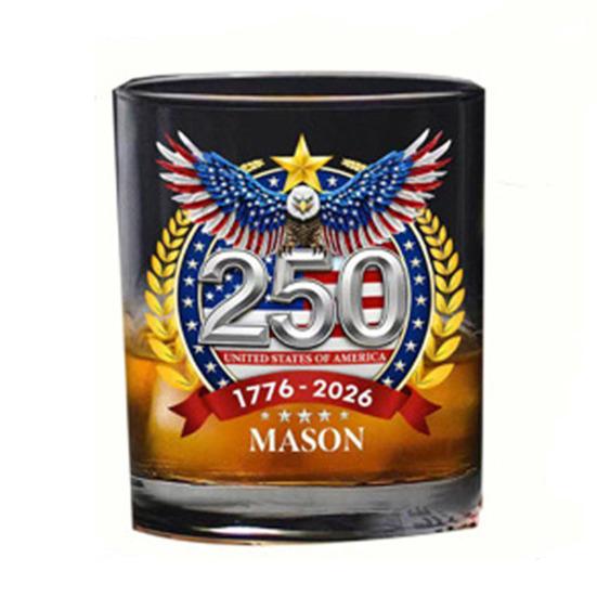 Америка 250-летие Стеклянный Стакан для Виски We The People Стакан для Крепких Напитков Бурбон Стакан для Коктейлей Патриотический Подарок на День Отца или Ветеранам