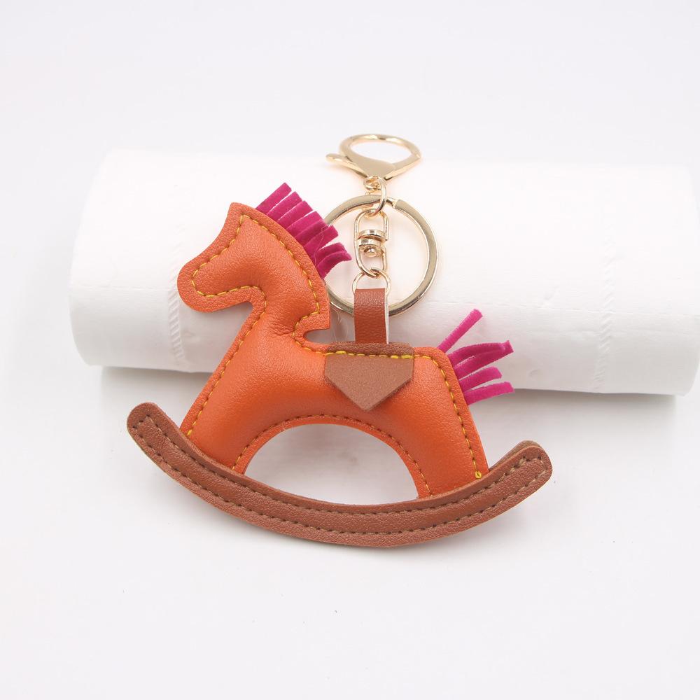 Креативная подвеска на рюкзак в виде качающейся лошади, подвеска для автомобиля, карусель, брелок в виде пони с хлопковым наполнителем, ювелирная цепочка