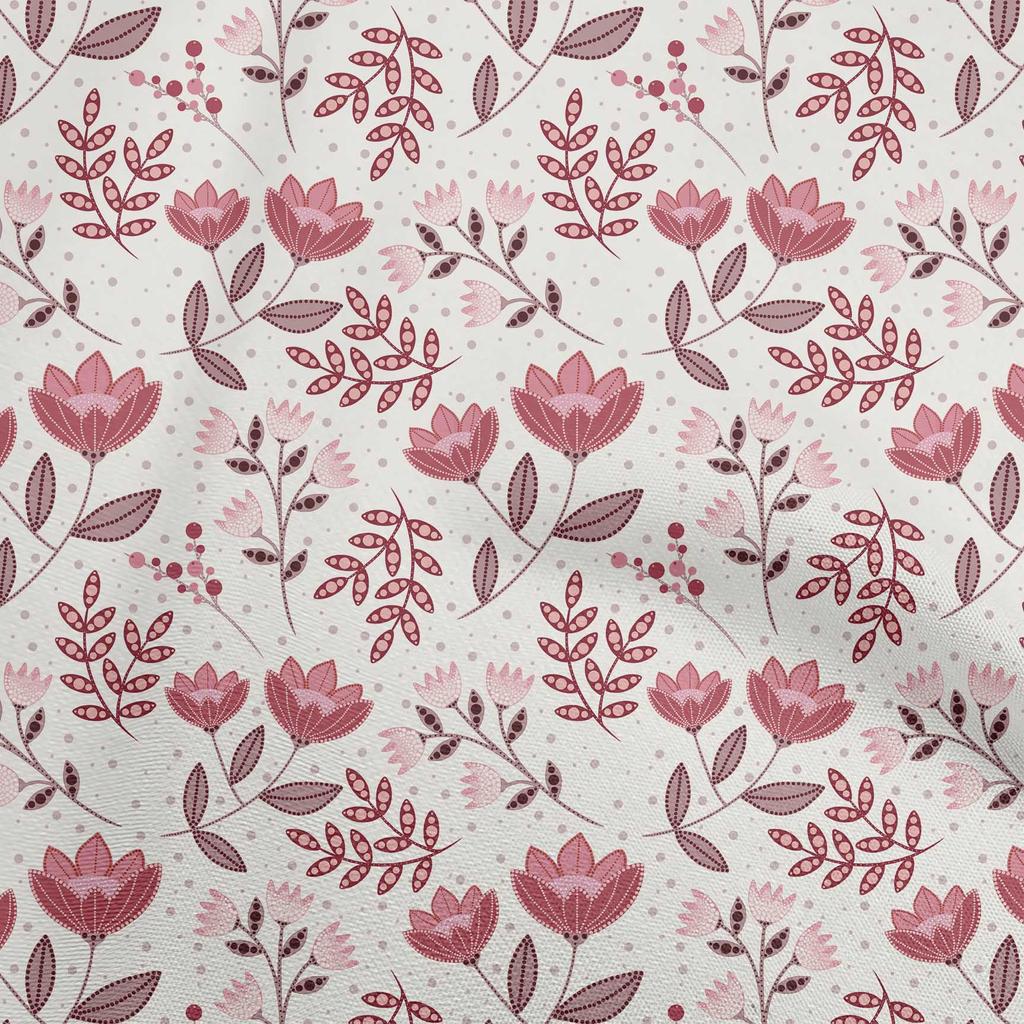 oneOone Cotton Poplin Brown Fabric Dotted Floral Sewing Material Print Fabric By The Yard 42 Inch