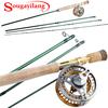 Fishing Rod and Reel Portable Combo Carbon Fiber Fly Fishing Pole with CNC-machined Reel Set