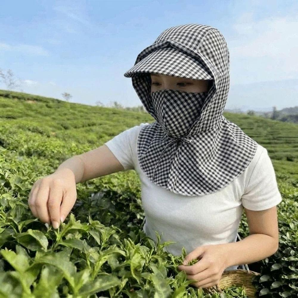Wide Brim Tea Picking Work Hat Breathable Fisherman's Hat Fashion Face Mask Sun Hat Unisex Summer