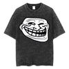 Смешные подарки для подростков Футболка с мемом Troll Face Мужская Женская Винтажная Стиранная Оверсайз Футболки Повседневная 100% Хлопок Y2K Футболка с коротким рукавом