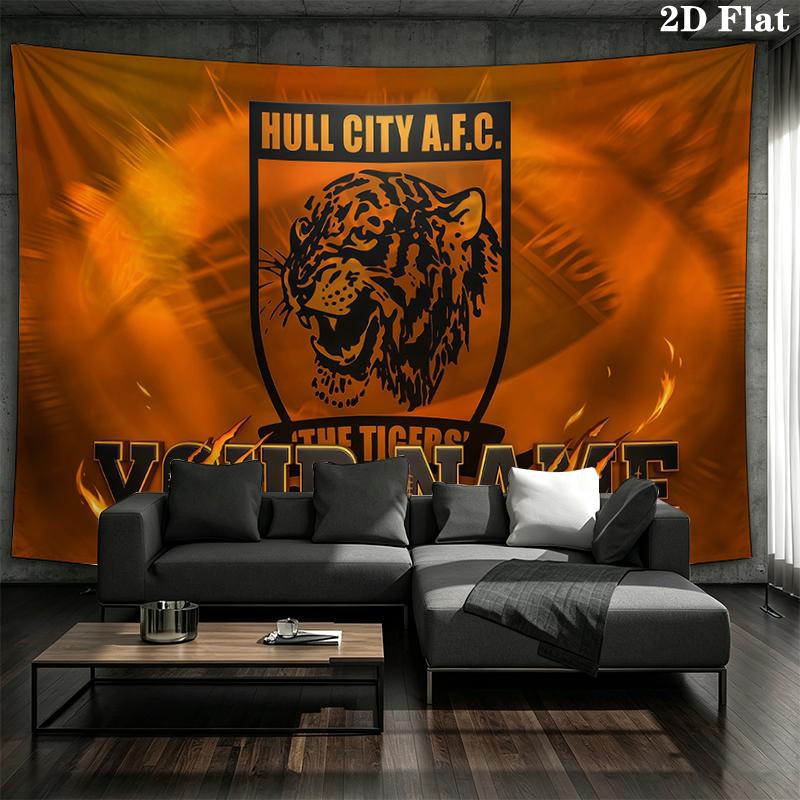 Custom Name,Hull City Wall tapestry, aesthetic printed fabric blanket, suitable for bedroom, living room, and home decor.