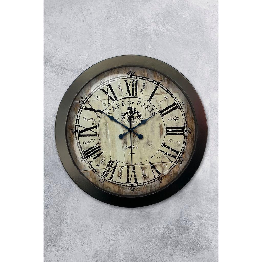 Подарочные черные металлические настенные часы Cafe De Paris 36 см