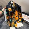 180*90cm Women Silk Scarf Scarves Luxury Brand Large Shawl Neckerchief Print Headband Female Foulard Bandana Wraps Hijab