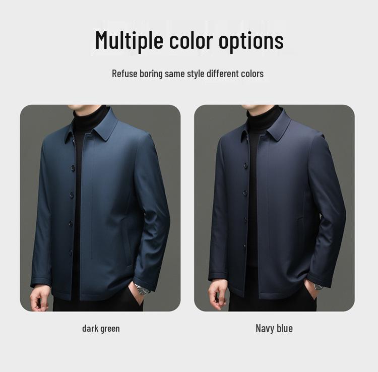 Men's Wool-Lined Cotton Jacket: Winter Business Casual, Thickened Lapel for Middle-Aged Men