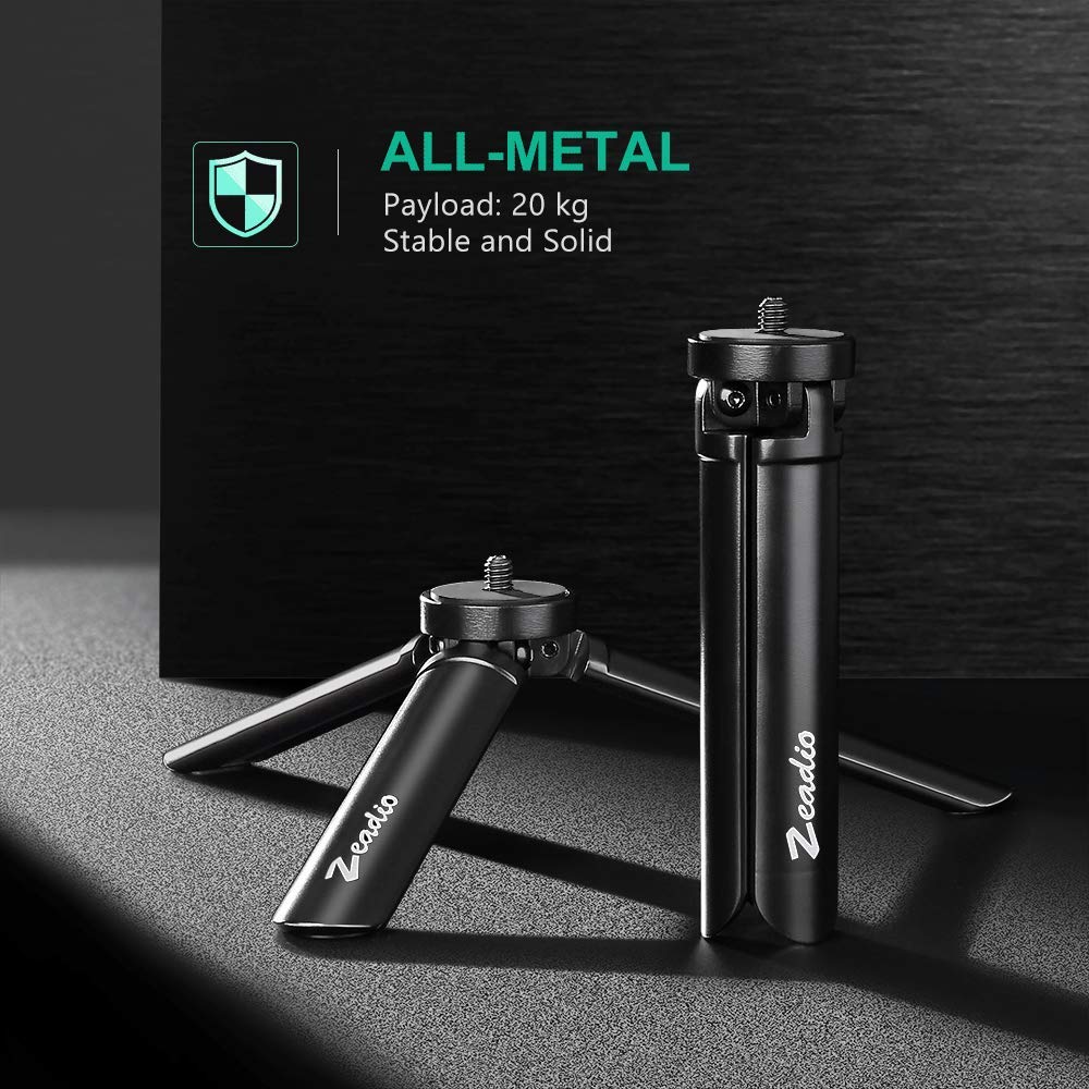 Zeadio Metal Mini 20kg Load Desktop Pocket Compact Tripod for Crane Crane Osmo Vimble Gimble Handle Grip and All Cameras Tripod, Capacity, Smooth4,