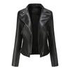 New PU Lapel Women's Slim Leather Jacket for Women Spring and Autumn Thin Long-sleeved Jacket Short Women's Jacket
