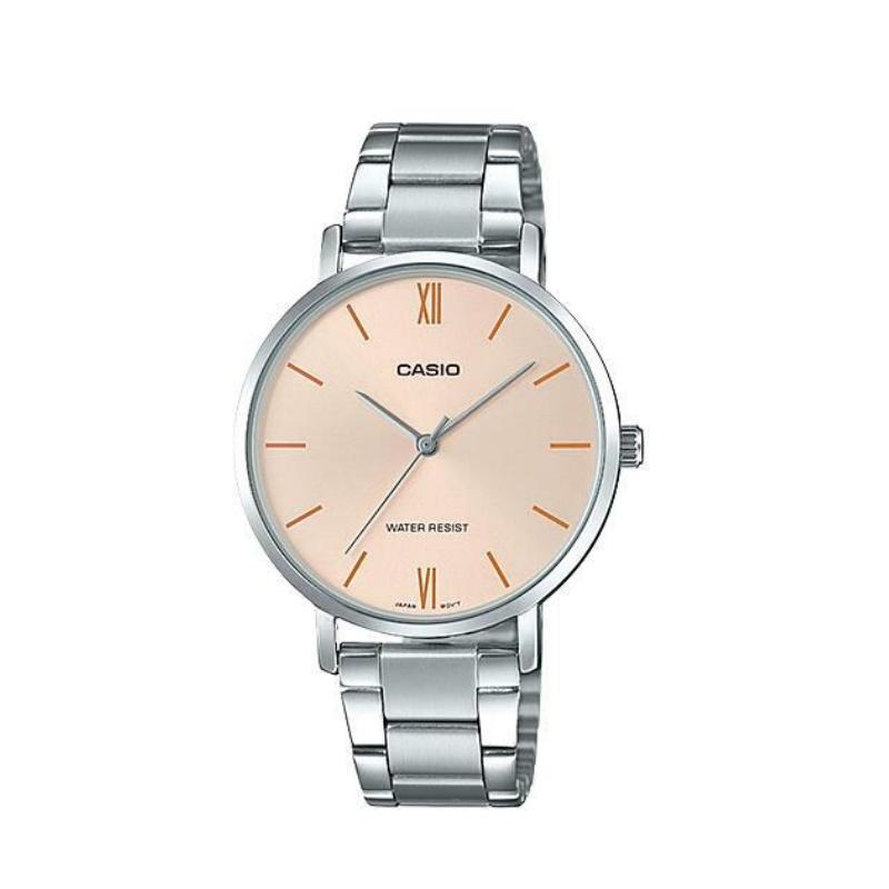Casio Женские кварцевые часы, модифицированная серия, водонепроницаемые, в стиле инстаграм, простой темперамент, розовые LTP-VT01D-4B(Команда1528-ГайЧжуан-ГайЯБайДай)