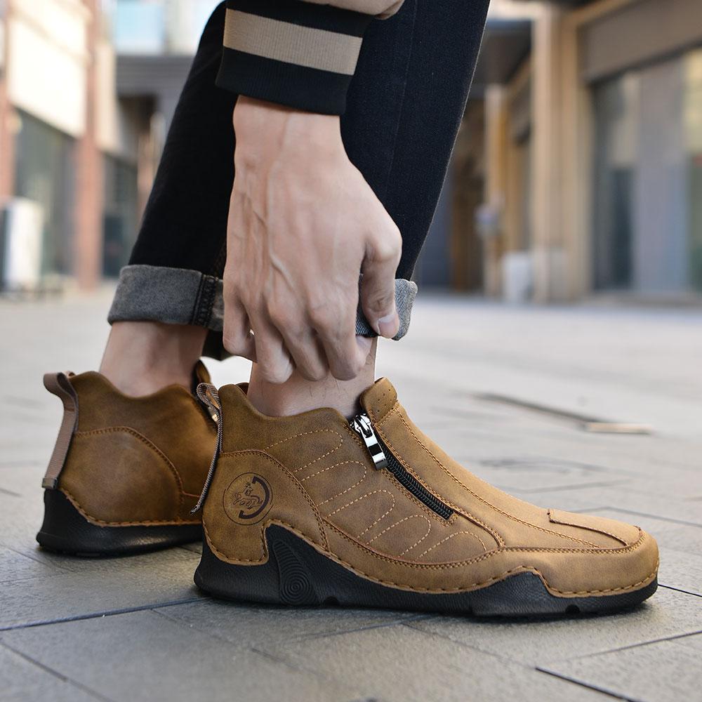 Модный бренд Весна Новые Мужские Удобные Боковая Молния Осьминог Повседневная Обувь Модные Мужские Дышащие Мягкая Подошва Повседневная Кожаная Обувь