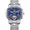 CARNIVAL 8759G Men's Analog Mechanical Automatic Watch (Navy/Silver/Metal) with Calendar (Date), Chronograph-Style Week/Month Display, and Tourbillon-