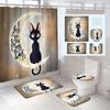 4 шт. роскошные эстетичные наборы занавесок для душа Moon Cat, водонепроницаемые нескользящие коврики для ванной комнаты, крышка для унитаза, коврик для ванной, набор для ванной комнаты