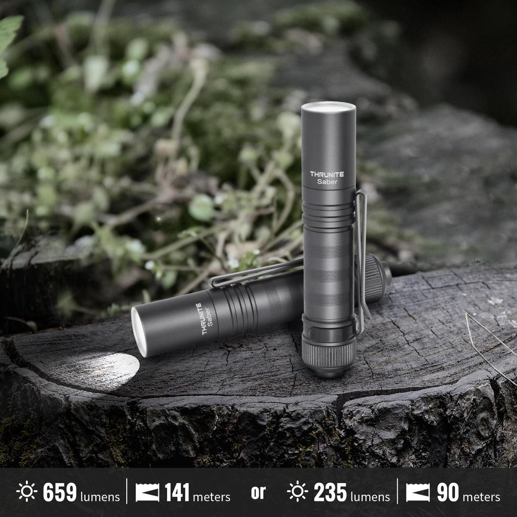 ThruNite SABER Compact and Lightweight EDC 659 Powerful Handheld Light with Multiple Flashlight with IPX8 Ideal for Outdoor Night Emergency and More
