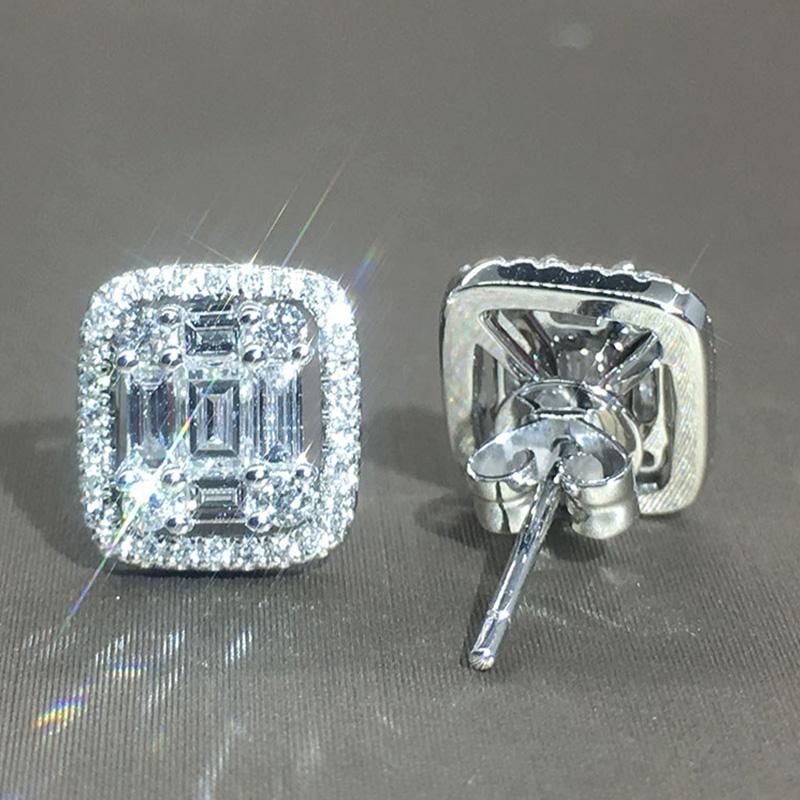 Huitan Ослепительные серьги-гвоздики с кубическим цирконием для женщин Высококачественное серебряное покрытие Свадебная вечеринка Роскошная модная женская бижутерия