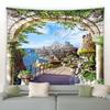 Замок Бохо Принт Спальня Украшение Одеяло Арочные Каменные Ворота Башня Большой Гобелен Настенный Подвесной