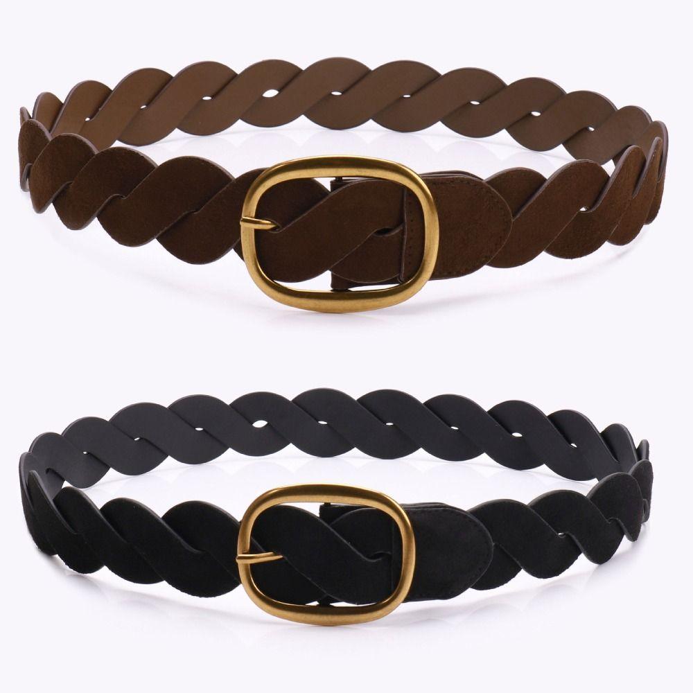 Pin Buckle Twists Woven Waistband Weave Men Belt Fashion Suede Belt Unisex