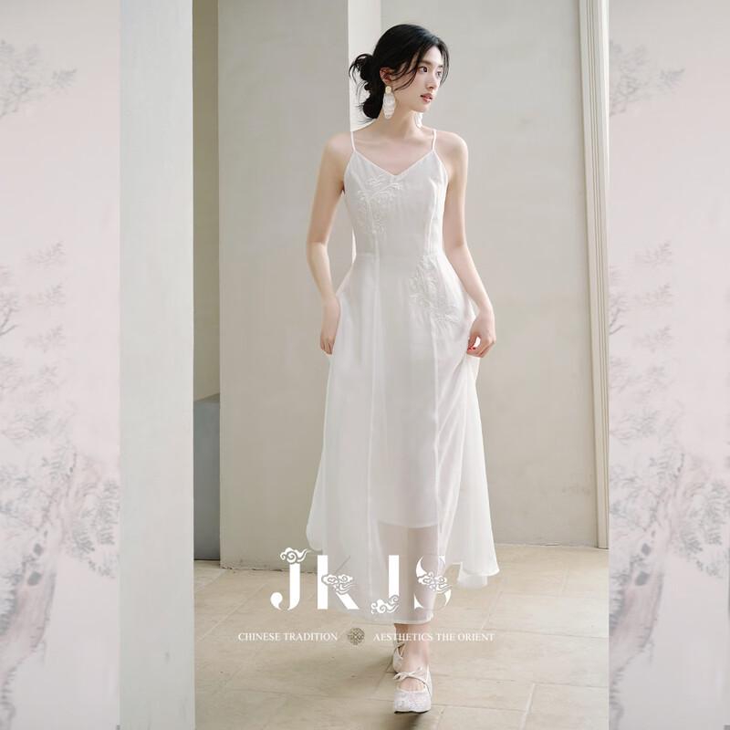 JK&JS 'Floating Cloud Scroll' New Chinese Style Long Slip Dress