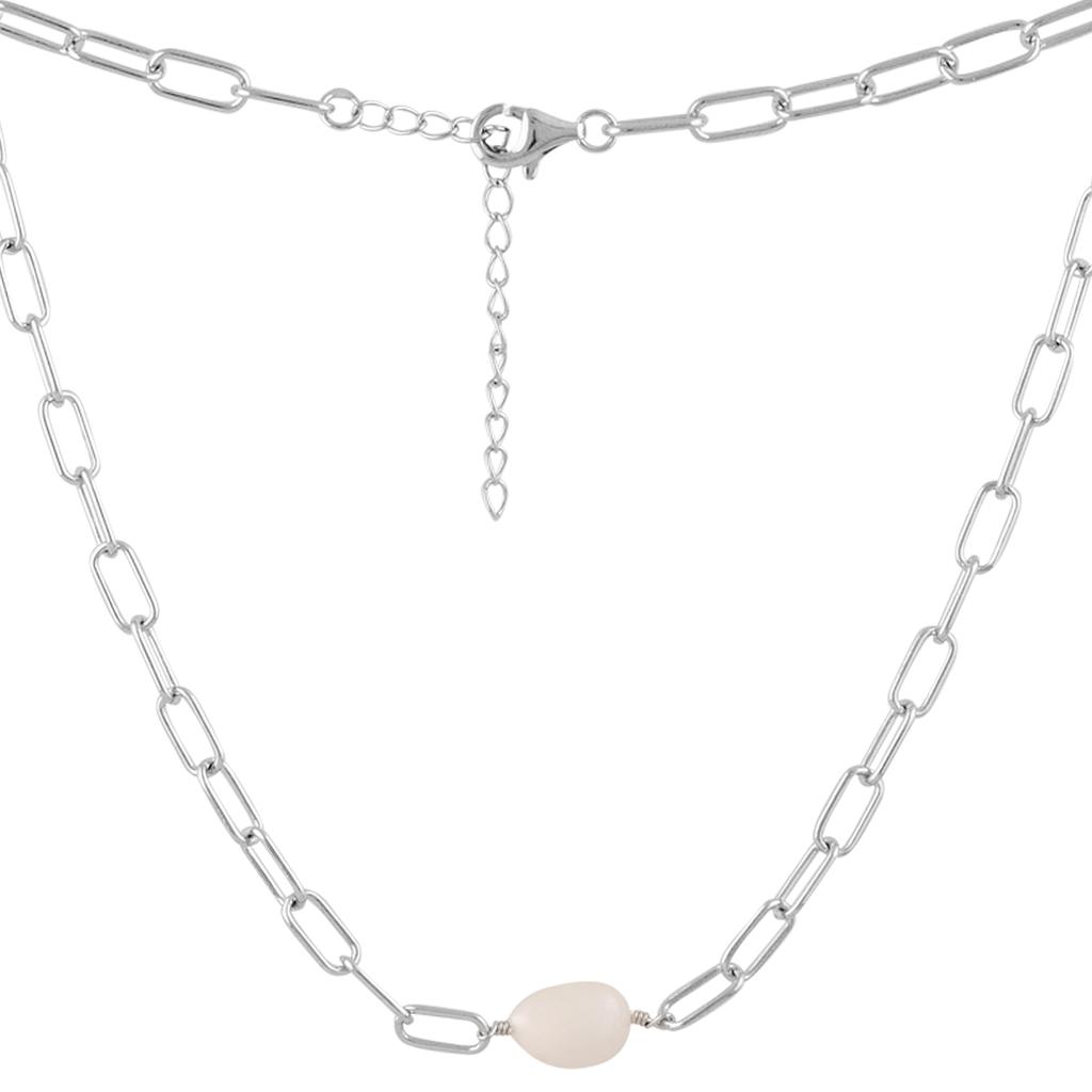 Silver Necklace with Natural Baroque Pearls (2130192)