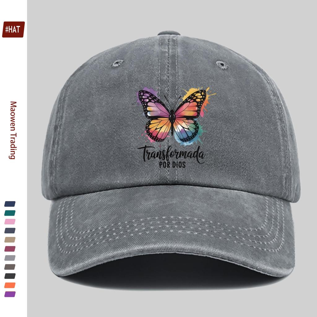 pc Elegant Style Unique Rainbow Butterfly Print Baseball Cap Suitable for Spring Summer And Autumn Wear Fashionable Commuting