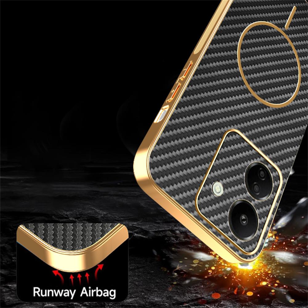 For Xiaomi Redmi 13C 4G/Poco C65 4G Phone Case Carbon Fiber Textured Electroplated TPU Back Cover