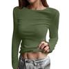 Женская осенне-зимняя футболка с зауженным низом, модный повседневный однотонный свитер с V-образным вырезом и длинными рукавами