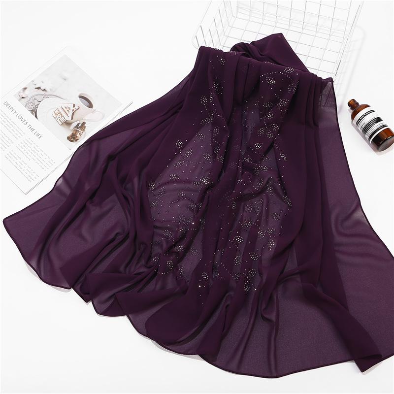 Женский Шифоновый Платок Хиджабы Для Женщин Лист Алмазный Кристальный Платок Хиджаб Шали Накидки Мусульманская Мода Платок Хиджаб Платок на Рамадан