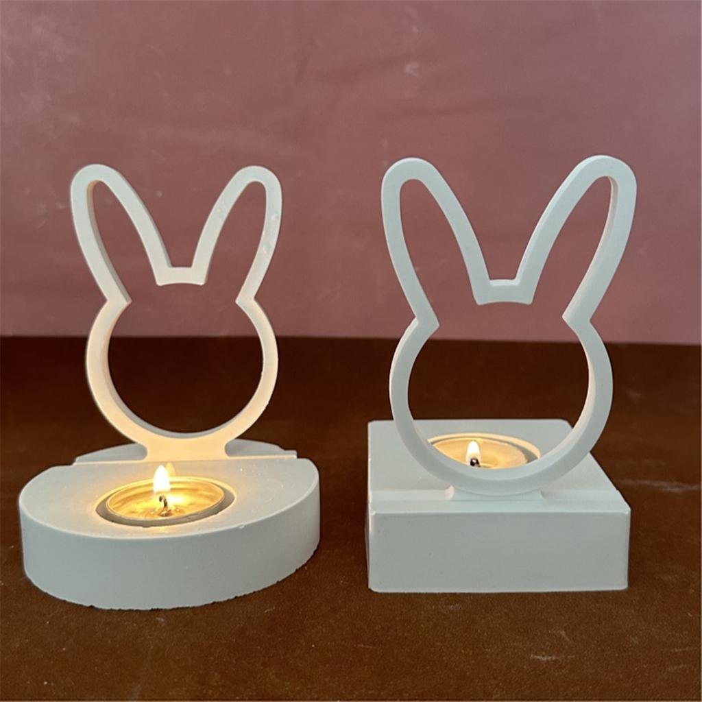 Decorative Candle Holders Making Silicone Mold Rabbit Shaped Candlestick Resin Mould Perfect for Crafting Enthusiasts