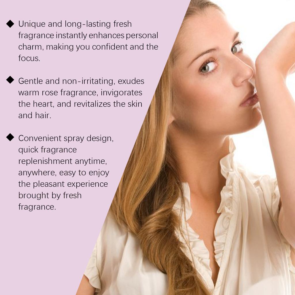 Roxelis Rose Hair Spray Perfume Body Fragrance Long Lasting Eau de Toilette Fresh Moisturizing Charming Retention Fine Mist Perfume